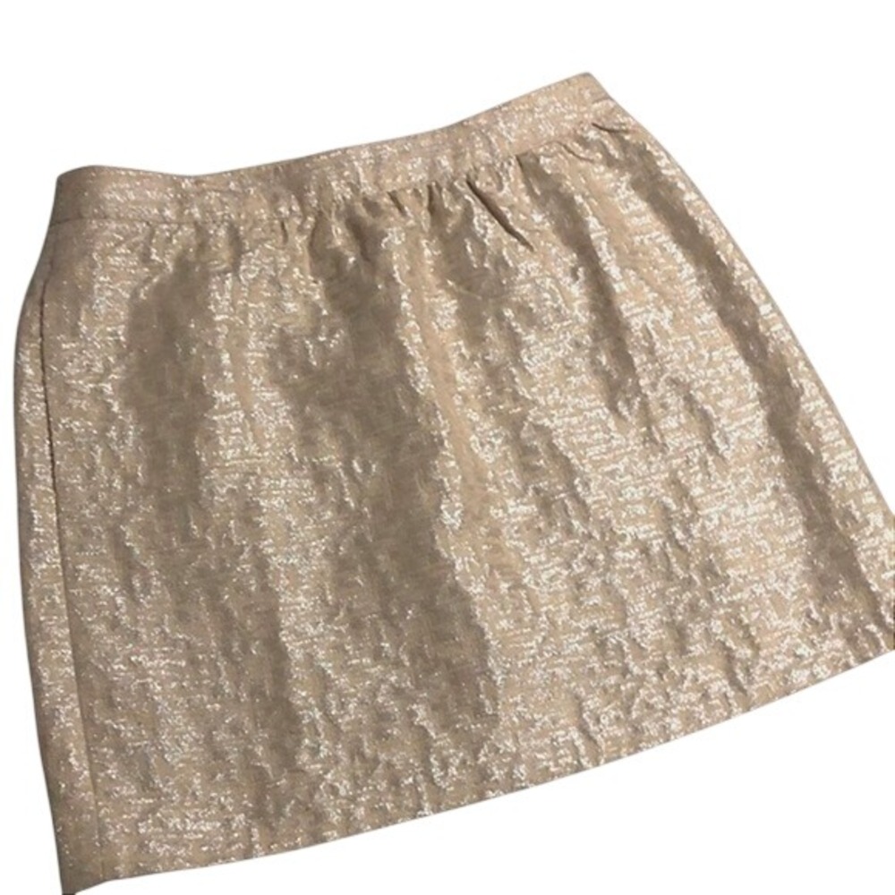 Ann Taylor Loft Metallic Jacquard Holiday Party Skirt Gold Womens 6